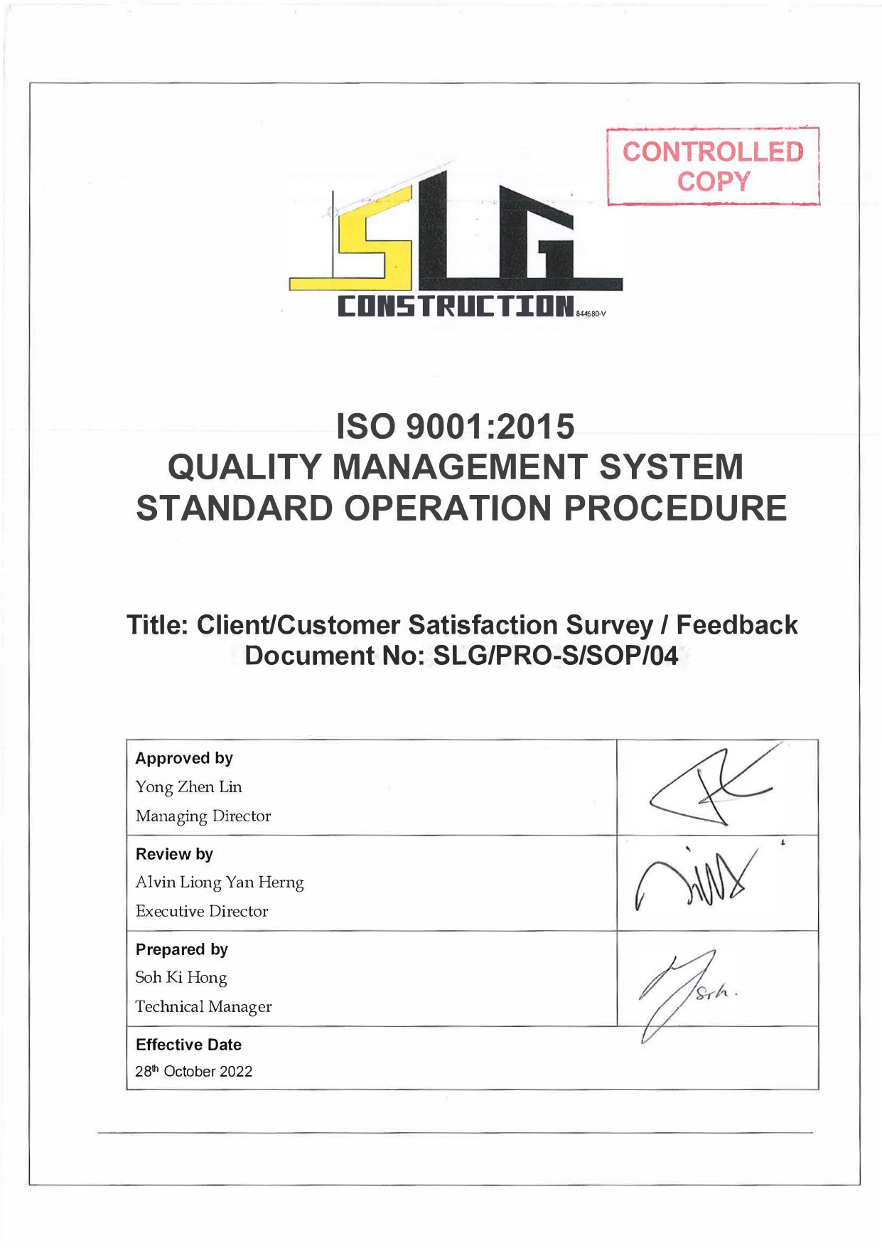 SLG-PRO-SOP Page 1